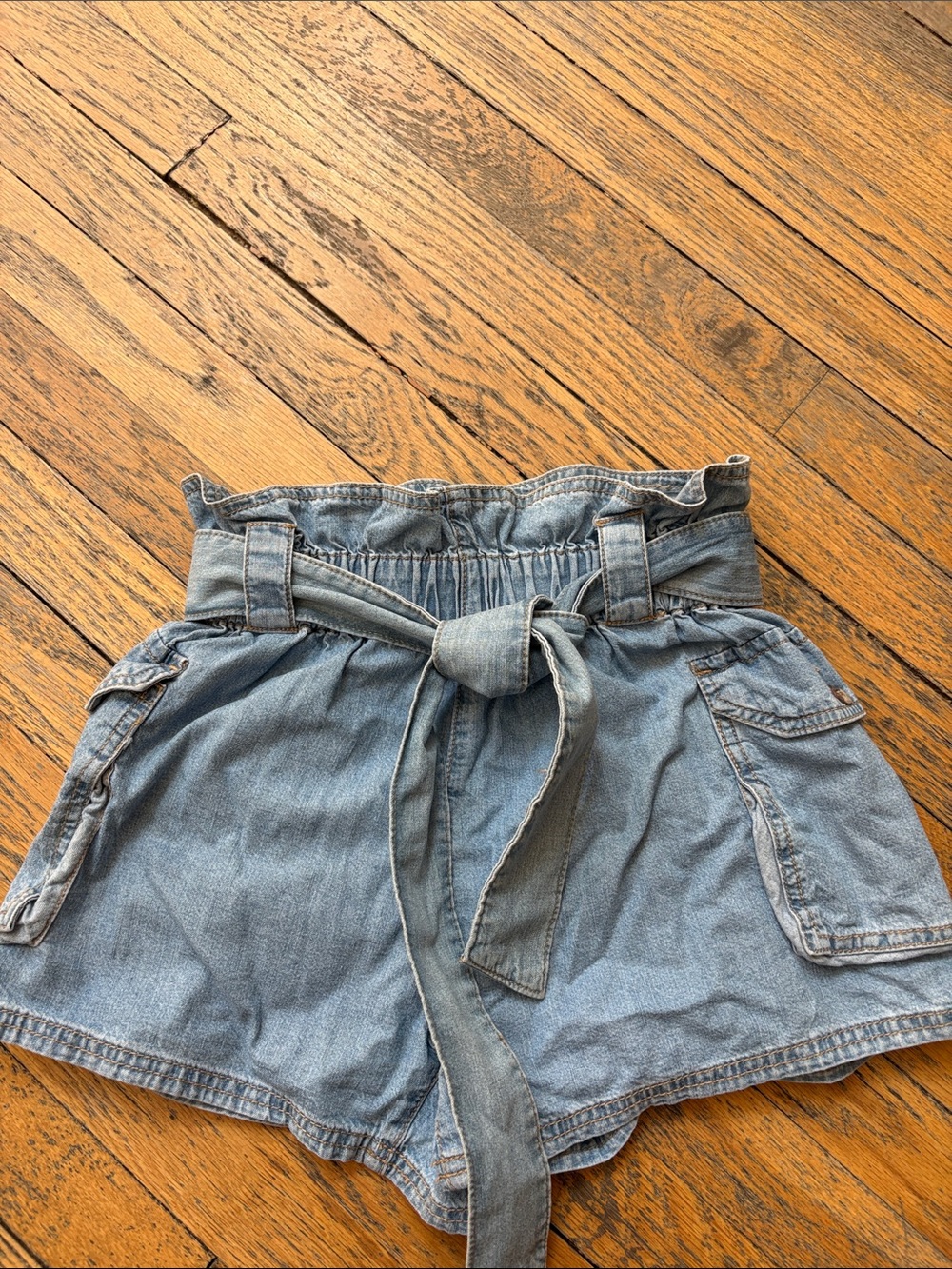 Urban Outfitters Light Blue Cargo Paperbag Waist Shorts